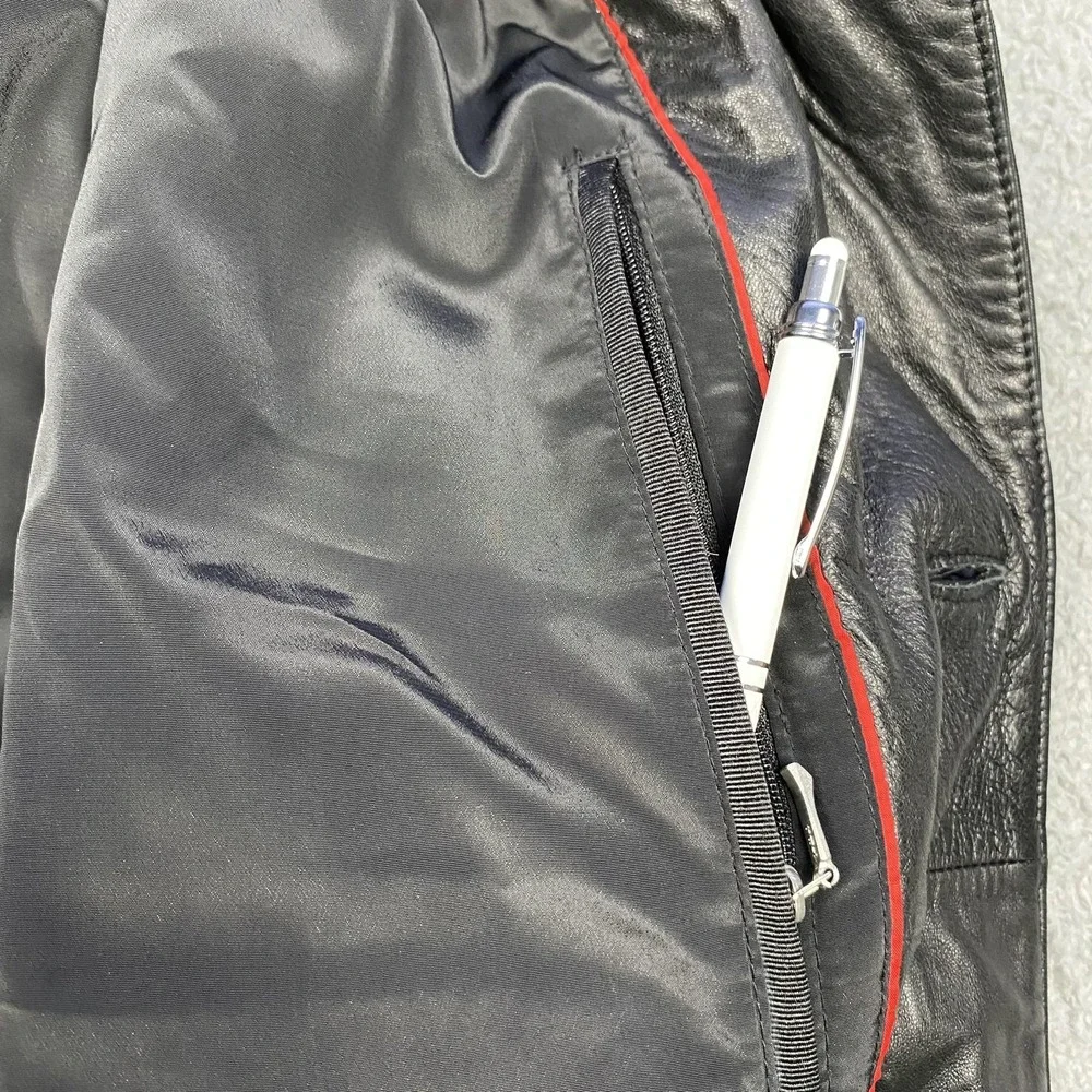 Uli‎ Knecht Jacket Mens 50 Black Lamb Nappa Leather Car Coat Button Front Lined